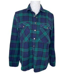 Rustic Outfitters Vintage Women's Plaid Snap Button Down Shirt XL Dark Academia